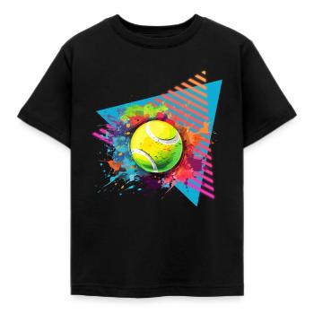 Tennis Ball Tennis Paint Splash Color Splash - Kids' T-Shirt - black - Front - AI Model Kid Female (0cm)