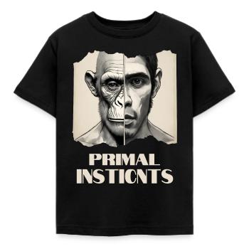 Cool primal instincts cimp and human - Kids' T-Shirt - black - Front - AI Model Kid Female (0cm)