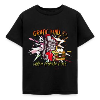 MAD FOOD - Kids' T-Shirt - black - Front - AI Model Kid Female (0cm)