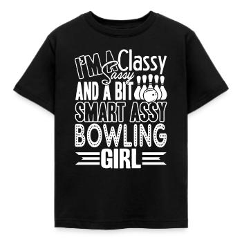 Bowling Sassy Bowling Girl - Kids' T-Shirt - black - Front - AI Model Kid Female (0cm)