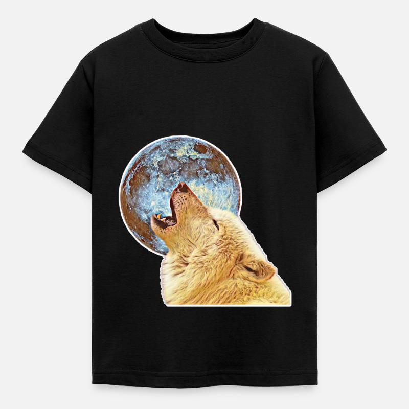 Wolf - Kinder T-Shirt - Schwarz