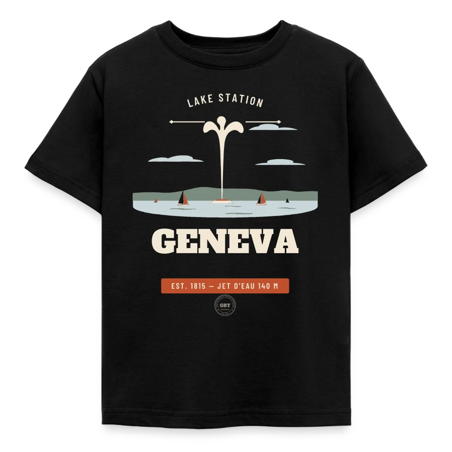 Geneva badge on a kids' t-shirt, black