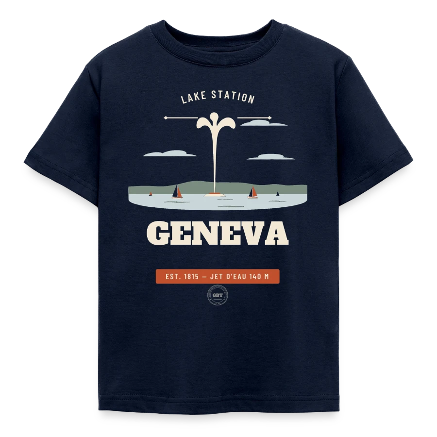 Geneva badge on a kids' t-shirt, navy
