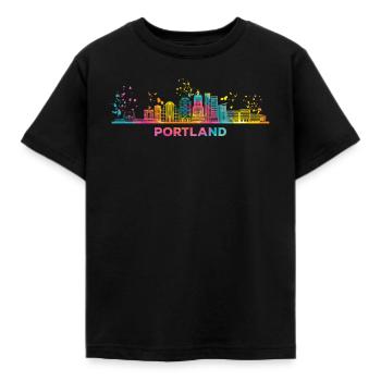 Portlander Skyline Portland - T-shirt Enfant - noir - Devant - AI Model Kid Female (0cm)