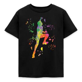 Boulderer Colorsplash Boulder Bouldern - Kinder T-Shirt - Schwarz - Vorne - AI Model Kid Female (0cm)