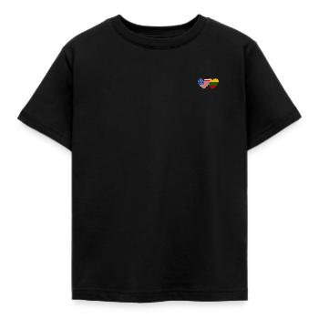 USA Lithuania Flag Heart - Kids' T-Shirt - black - Front - AI Model Kid Female (0cm)