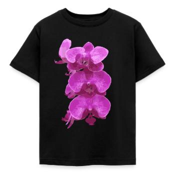 Orchid pink flowers - Kids' T-Shirt - black - Front - AI Model Kid Female (0cm)