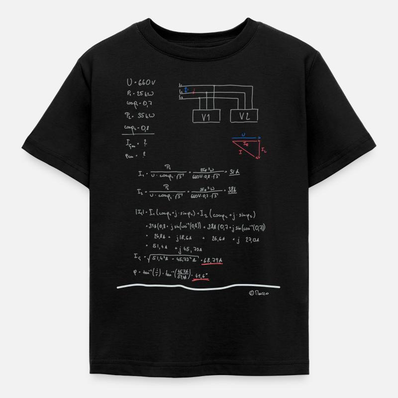 Mathematics Electrical Engineering, School, Studies, Electricity - Kids' T-Shirt - black