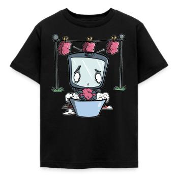 TV brainwashing - TV Brainwash - Kids' T-Shirt - black - Front - AI Model Kid Female (0cm)
