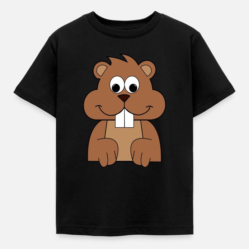 Murmeltier Tier Kuscheltier Geschenk - Kinder T-Shirt - Schwarz