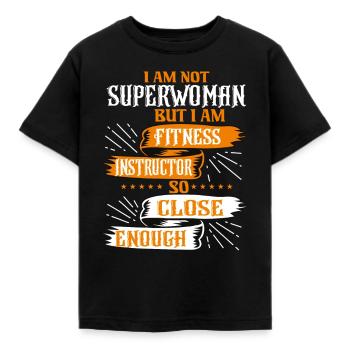 Ich bin keine Superfrau, aber ich bin Fitnesstrainer - Kinder T-Shirt - Schwarz - Vorne - AI Model Kid Female (0cm)