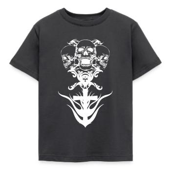 Cross with skull - Kids' T-Shirt - dark grey - Front - AI Model Kid Female (0cm)