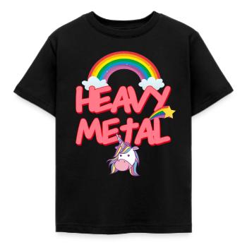 HEAVY METAL Headbanger Einhorn Unicorn thrash rock - Kinder T-Shirt - Schwarz - Vorne - AI Model Kid Female (0cm)