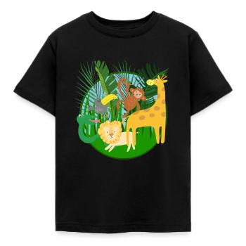 Animaux de la jungle drôles de dessin animé - T-shirt Enfant - noir - Devant - AI Model Kid Female (0cm)
