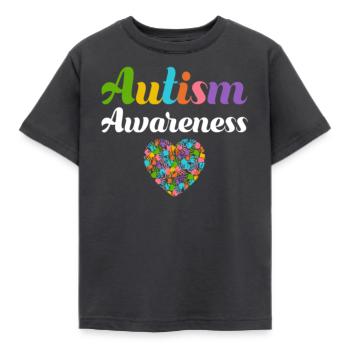 Sensibilisation à l’autisme - T-shirt Enfant - charbon - Devant - AI Model Kid Female (0cm)