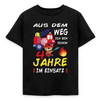 Jungs Geburtstag 4 Jahre Feuerwehrmann Geschenk - Kinder T-Shirt - Schwarz - Vorne - AI Model Kid Female (0cm)