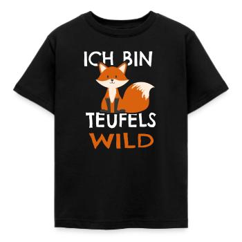 Fuchs teufels wild Füchs lustiger Spruch - Kinder T-Shirt - Schwarz - Vorne - AI Model Kid Female (0cm)
