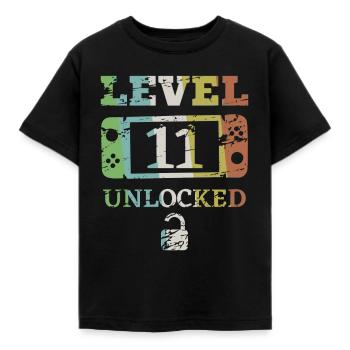 11. Geburtstag Level 11 Unlocked Switch - Kinder T-Shirt - Schwarz - Vorne - AI Model Kid Female (0cm)