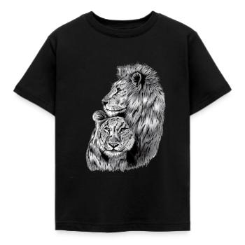 lion et lionne - T-shirt Enfant - noir - Devant - AI Model Kid Female (0cm)