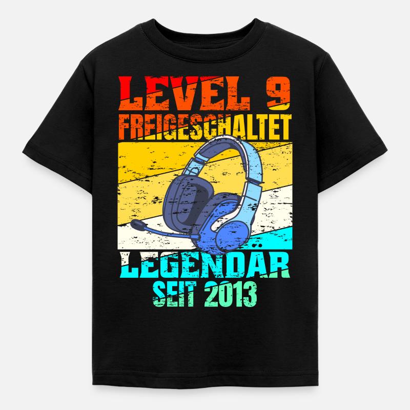 Level 9 freigeschaltet - Kinder T-Shirt - Schwarz