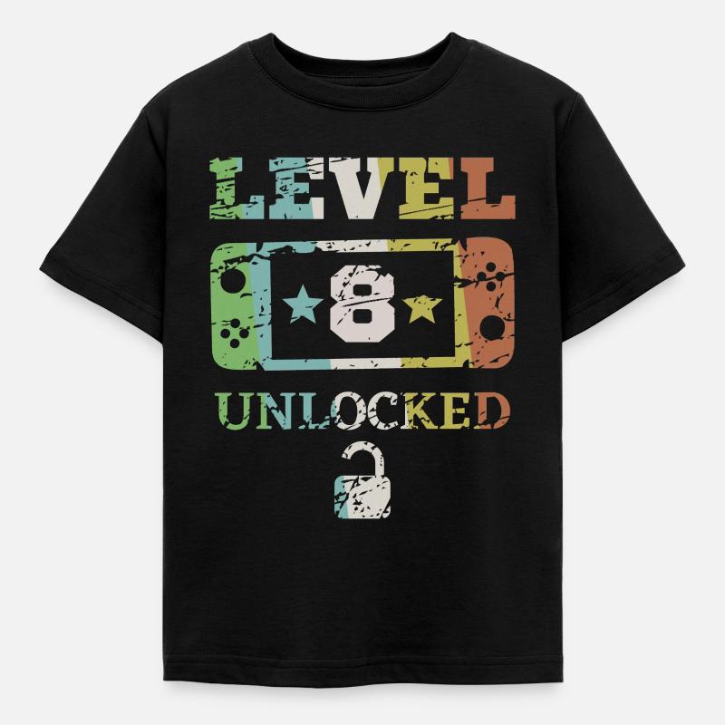 Level 8 freigeschaltet - Kinder T-Shirt - Schwarz