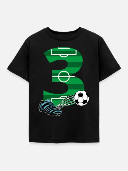 3rd Birthday Football - Kids' T-Shirt - black