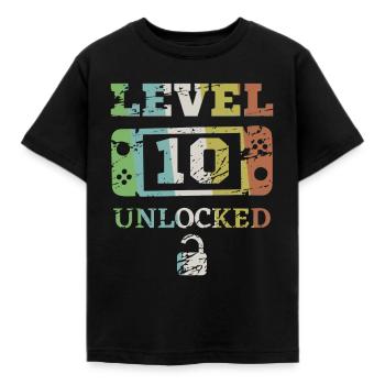 Level 10 freigeschaltet 10. Geburtstag - Kinder T-Shirt - Schwarz - Vorne - AI Model Kid Female (0cm)