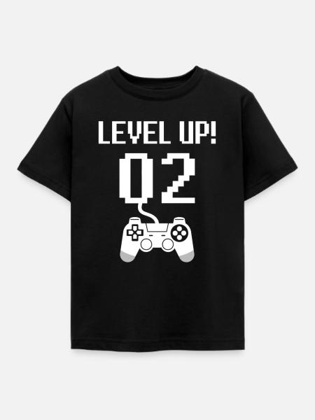 2nd birthday level up - Kids' T-Shirt - black