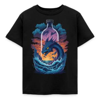 Drache - Kinder T-Shirt - Schwarz - Vorne - AI Model Kid Female (0cm)
