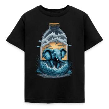 Elefant Flasche - Kinder T-Shirt - Schwarz - Vorne - AI Model Kid Female (0cm)