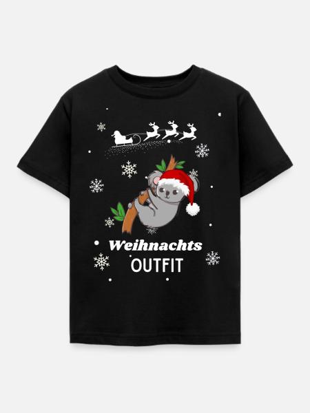 Weihnachts OUTFIT Koala - Kinder T-Shirt - Schwarz
