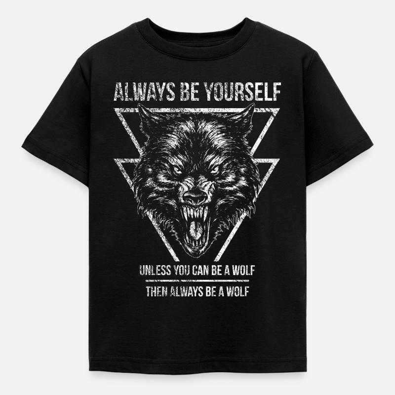 Wolf - Kinder T-Shirt - Schwarz