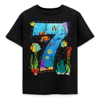 7. Geburtstag Junge Ozean Fische 7 Jahre Alt - Kinder T-Shirt - Schwarz - Vorne - AI Model Kid Female (0cm)