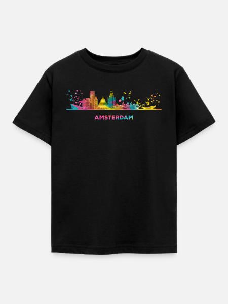 Amsterdam Skyline Amsterdam - Kinder T-Shirt - Schwarz