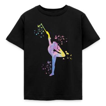 Gymnastin Mit Taktstock Rhythmische Sportgymnastik - Kinder T-Shirt - Schwarz - Vorne - AI Model Kid Female (0cm)