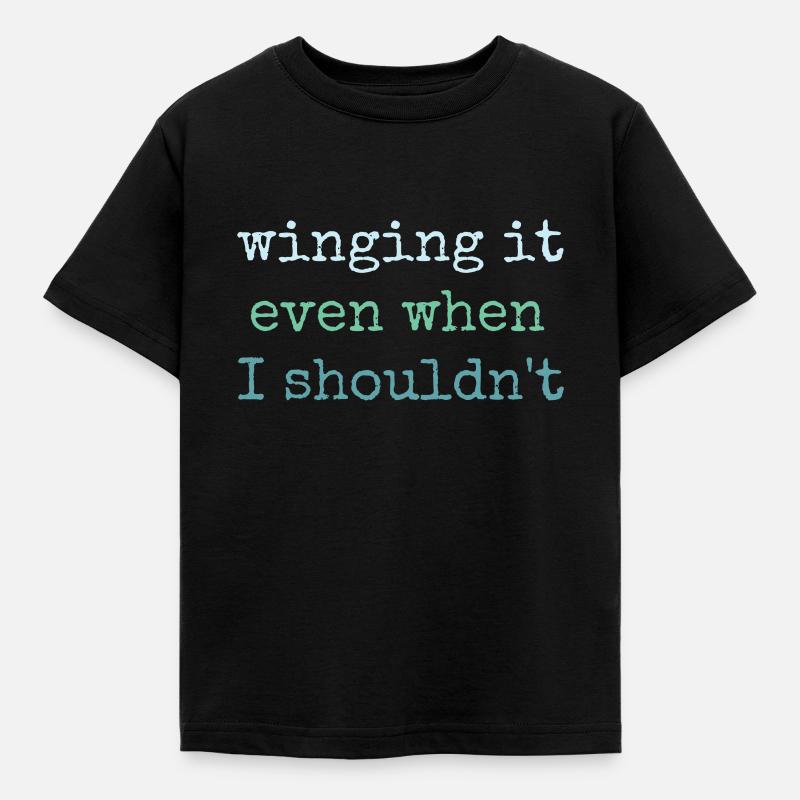 Winging It Even When Wingsurfing - Kinder T-Shirt - Schwarz