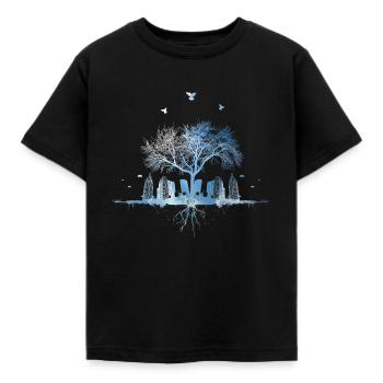 Ciel Nature Arbre Ville racines d'oiseaux gratte-ciel - T-shirt Enfant - noir - Devant - AI Model Kid Female (0cm)