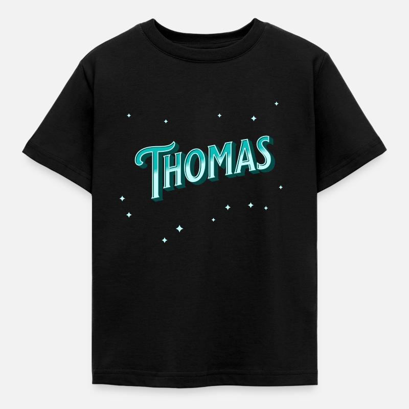 Thomas' name personalized - Kids' T-Shirt - black