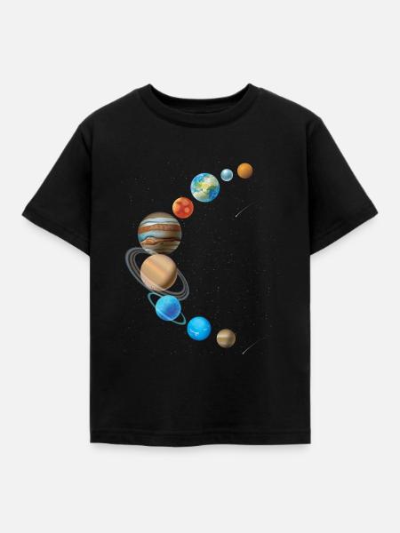 Sonnensystem in Sichelform - Kinder T-Shirt - Schwarz