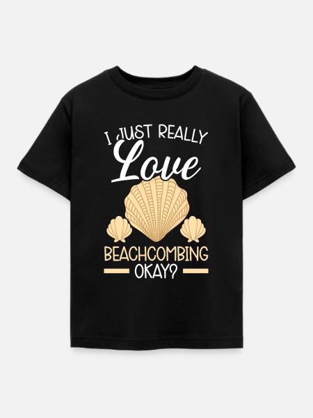 Ich liebe Beachcombing Ok Beachcomber - Kinder T-Shirt - Schwarz