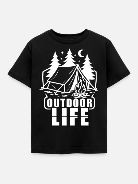 Zelt Outdoor - Kinder T-Shirt - Schwarz