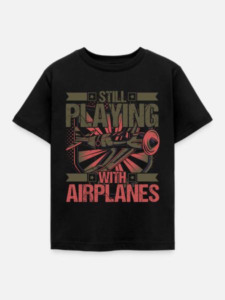 Airplane Aircraft Aviator Pilot - Kinder T-Shirt - Schwarz