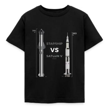 Spacex Starship vs Nasa saturn taille V. - T-shirt Enfant - noir - Devant - AI Model Kid Female (0cm)