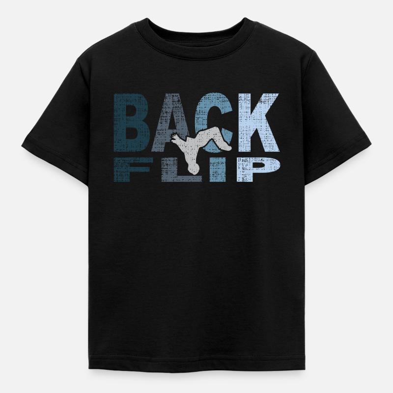 BackFlip, Silhouette, Geschenk, Sport, Akrobatik - Kinder T-Shirt - Schwarz