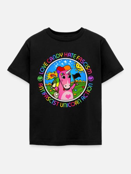 Love Candy Hate Fascism - Kinder T-Shirt - Schwarz