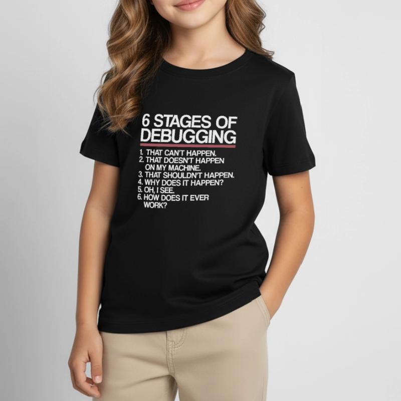 6 Stages of Debugging | Programmer, computer science Kids' T-Shirt
