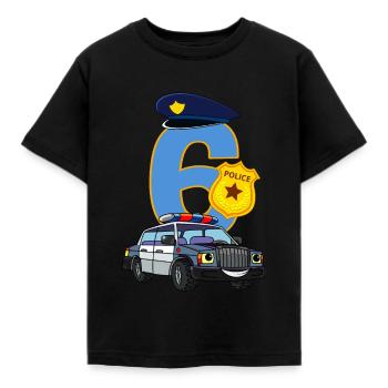 6. Geburtstag Polizist T-Shirt 6 Jahre Polizei - Kinder T-Shirt - Schwarz - Vorne - AI Model Kid Female (0cm)