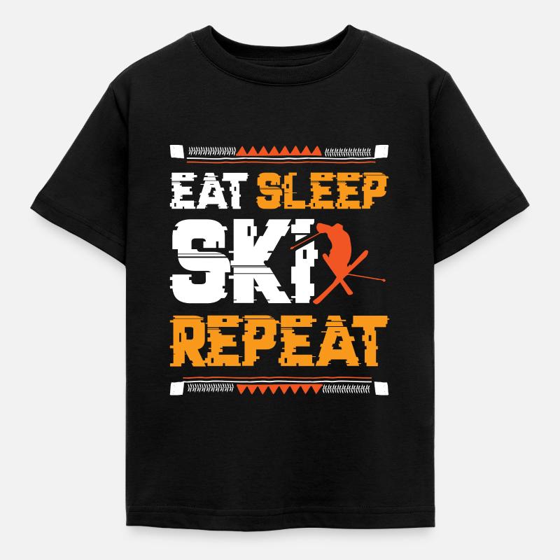 Manger Sleep Ski Répéter - T-shirt Enfant - noir