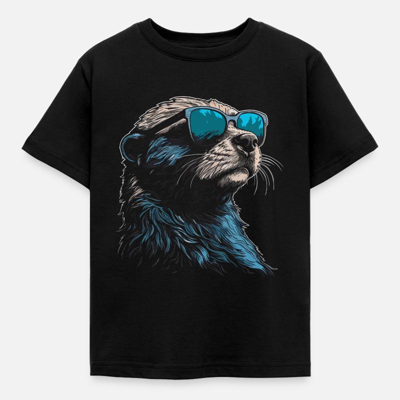 Otter Sonnenbrille - Kinder T-Shirt - Schwarz