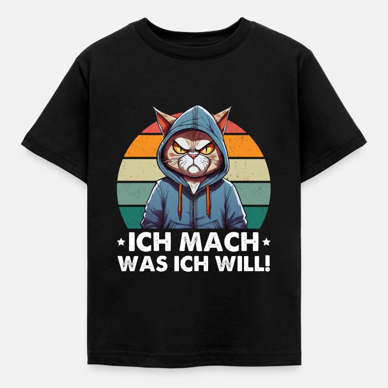 Ich Mach Was Ich Will - Coole Katze - Kinder T-Shirt - Schwarz